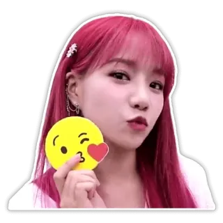 😘 femme, selfie, mignon, baiser, cheveux roux, coréen, asiatique, idole telegram sticker