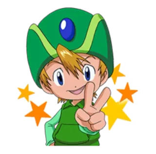 ✌ Matt Ishida Digimon 애니메이션, 만화, 평화 기호, 캐릭터, 디지몬 telegram sticker