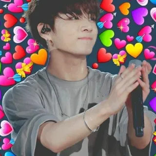 🎤 Jungkook Jungkook, BTS, K-pop, singer, hearts, fan sticker telegram sticker