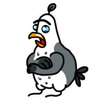 🙄 นกนางนวล, นก, การ์ตูน, เศร้า, นกการ์ตูน telegram sticker