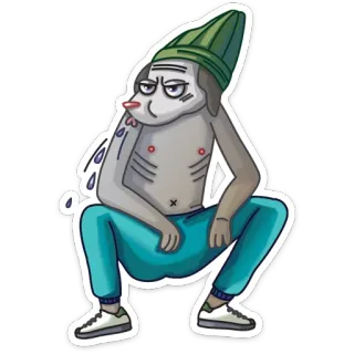 👊 anjing, jongkok, slav, gopnik, kartun, ilustrasi telegram sticker