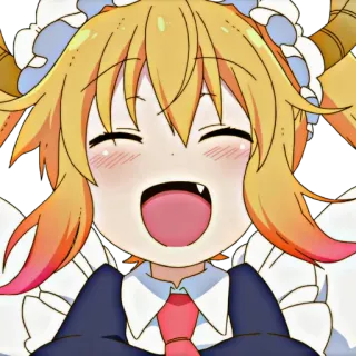 🐉 Tohru Miss Kobayashi's Dragon Maid Anime, Maid, Dragón, Lindo, Kawaii, Feliz telegram sticker