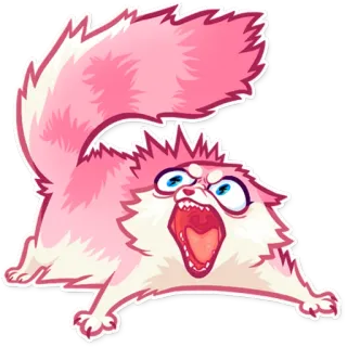 😡 gato, enojado, rosa, dibujos animados, lindo, peludo, animal telegram sticker