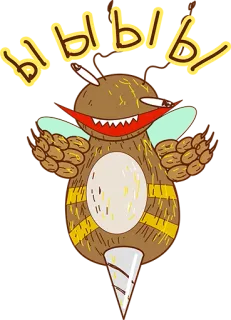 😂 bl bl bl bl kreskówka, pszczoła, potwór, papieros, palenie, owad telegram sticker