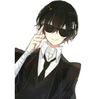 😎 Anime, Charakter, Mann, Sonnenbrille, Anzug telegram sticker