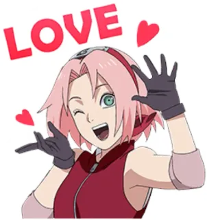 🥰 Sakura Naruto LOVE Аниме, Сакура Харуно, Любовь, Мультфильм, Наклейка, Каваий telegram sticker
