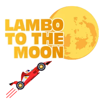 😖 LAMBO TO THE MOON машина, луна, ламбо, криптовалюта, мем, ракета telegram sticker