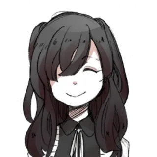 ☺️ anime girl, smiling, cute, black hair, simple, drawing telegram sticker