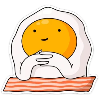 ☺️ telur, daging asap, sarapan, kartun, makanan, imut, karakter telegram sticker