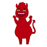 👹 devil, cartoon, red, character, monster, creature whatsapp sticker