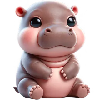 😔 hipopótamo, animal, fofo, desenho animado, kawaii, personagem hipopótamo telegram sticker