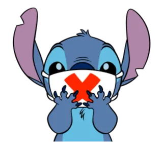 😷 Stitch Stitch, Lilo & Stitch, Disney, cartoon character, face mask, pandemic, crossed tape telegram sticker