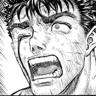 ⚔ Guts Berserk Manga, Anime, Llorando, Sufrimiento, Espadachín negro telegram sticker