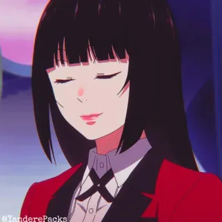 🥢 @YanderePacks anime, girl, red, black hair, yandere whatsapp sticker