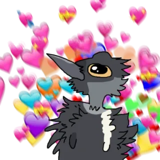 ❤️ cartone animato, uccello, cuori, amore, carino, adesivo telegram sticker
