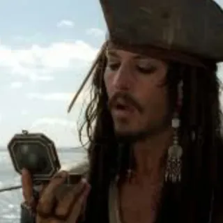 👀 Jack Sparrow Pirates of the Caribbean pirate, compass, movie, character, ocean telegram sticker