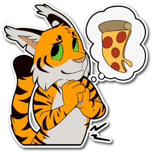 🍴 tiger, pizza, food, cartoon, animal, sticker telegram sticker