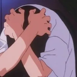 ⚰ アニメ, 悲しい, ストレス, 感情的, 絶望, 手 telegram sticker