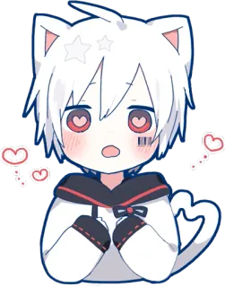😍 アニメ, 猫, かわいい, 可愛い, ハート目, ちび whatsapp sticker