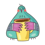 ☕ Taube, Vogel, Kaffee, Tasse, süß, Tier, Getränk telegram sticker