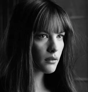 🍒 Liv Tyler atriz, preto e branco, retrato, celebridade, mulher, rosto telegram sticker