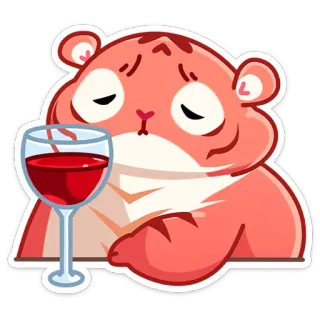 😕 เสือ, ไวน์, ดื่ม, น่ารัก, สติกเกอร์, สัตว์ telegram sticker