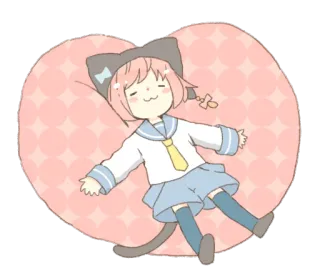 ❤ cat girl, anime, cute, kawaii, cat, sleeping whatsapp sticker