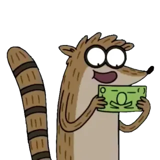 🤑 Rigby Regular Show Cartone animato, Soldi, Felice, Procione, Regular Show telegram sticker
