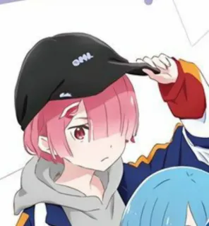 🍓 OHL Anime, Cartoni animati, Capelli rosa, Cappellino, Giovani telegram sticker