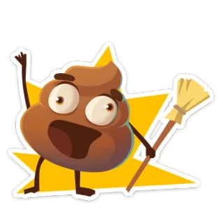 👍 cocô, emoji, limpo, varrer, desenho animado, humor, personagem telegram sticker