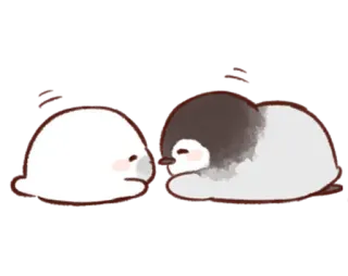 😚 hải cẩu, chim cánh cụt, dễ thương, động vật, hoạt hình, ngủ whatsapp sticker
