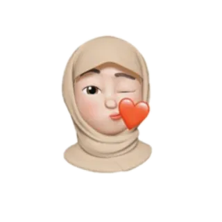 😘 Emoji, Femme, Hijab, Coeur, Clin d'oeil whatsapp sticker