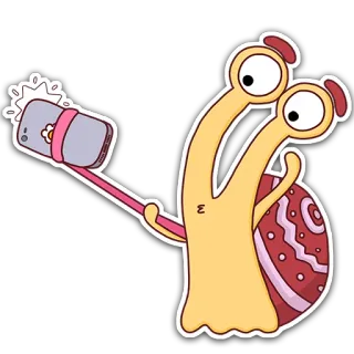 📸 caracol, desenho animado, selfie, animal, fofo, celular telegram sticker