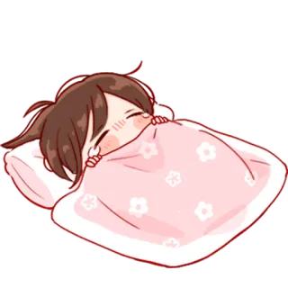 💞 durmiendo, linda, chica, cama, manta whatsapp sticker