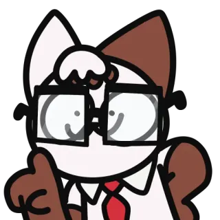 🤓 猫, オタク, メガネ, ネクタイ, 漫画, 動物, 面白い telegram sticker