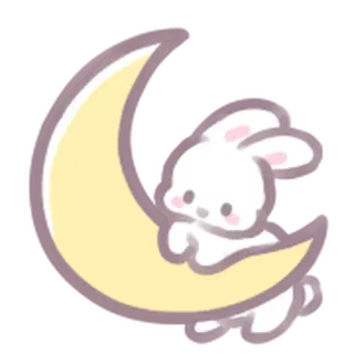 🌙 Hase, Mond, niedlich, Tier, Cartoon, kawaii, Aufkleber telegram sticker