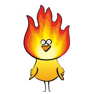🔥 cartoon, bird, flames, fire, illustration, character, cute telegram sticker