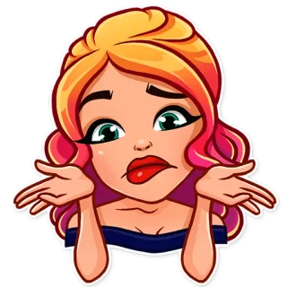 ☹️ femme, haussement d'épaules, indifférent, confusion, blonde, question whatsapp sticker