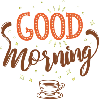 ☕️ Good morning powitanie, rano, kawa, filiżanka, gwiazdy whatsapp sticker