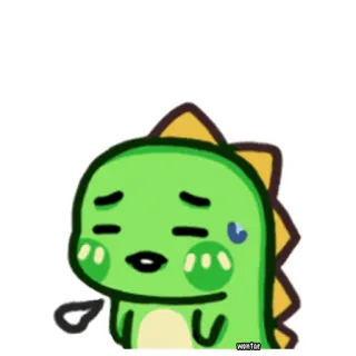 😓 恐龙, 卡通, 可爱, 贴纸, 担心, 流汗 whatsapp sticker