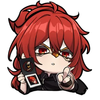 😏 Diluc Genshin Impact anime, video game, genshin impact, diluc, character, red hair telegram sticker