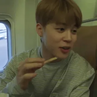 🐚 Jimin Jimin, BTS, K-pop, Idol, Cantante, Mangiare, Patata telegram sticker