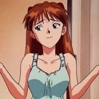 🌟 Asuka Langley Soryu Neon Genesis Evangelion Anime, Mädchen, Charakter, Evangelion, Asuka, fragend, schulterzuckend telegram sticker