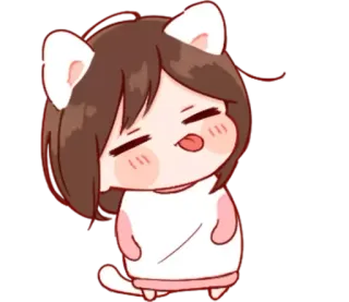 😝 อนิเมะ, การ์ตูน, แมว, น่ารัก, ผู้หญิง, คาวาอิ, สติกเกอร์ telegram sticker
