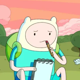 🤔 Finn Adventure Time カートゥーン, アドベンチャー・タイム, フィン, イラスト, 考える telegram sticker