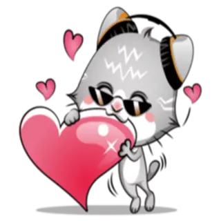 ❤ gato, corazón, amor, lindo, dibujos animados whatsapp sticker