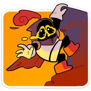 😭 cartoon, knight, character, cliff, adventure, climbing, fantasy telegram sticker