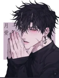 ✔️ Anime, Cuernos, Ancla, Pendiente, Orando telegram sticker