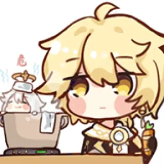 😐 Aether Genshin Impact Chibi, Memasak, Anime, Game, Makanan telegram sticker