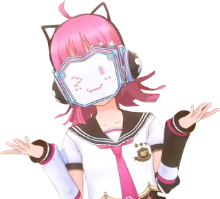 😉 动漫, 角色, 粉色头发, 机器人, 可爱, 卡哇伊 telegram sticker
